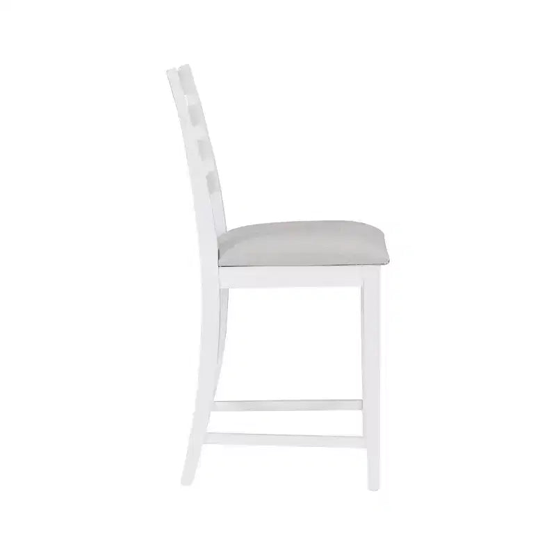 Lot de 2 tabourets de bar à hauteur de comptoir Flynn avec dossier échelle, rembourrés blanc - Linon : Aucun assemblage, Hêtre massif