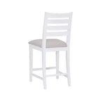 Lot de 2 tabourets de bar à hauteur de comptoir Flynn avec dossier échelle, rembourrés blanc - Linon : Aucun assemblage, Hêtre massif