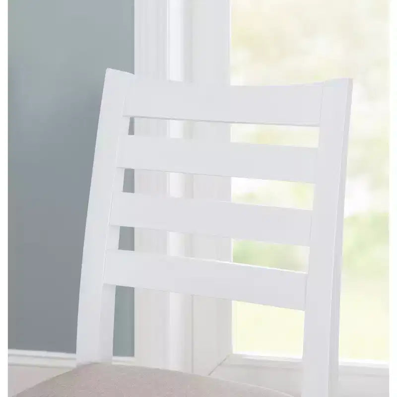 Lot de 2 tabourets de bar à hauteur de comptoir Flynn avec dossier échelle, rembourrés blanc - Linon : Aucun assemblage, Hêtre massif