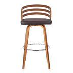 Tabouret de bar pivotant Benj mi-siècle de 76 cm de hauteur, brun - Armen Living : Structure en noyer, similicuir