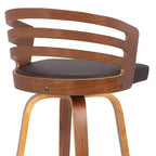 Tabouret de bar pivotant Benj mi-siècle de 76 cm de hauteur, brun - Armen Living : Structure en noyer, similicuir