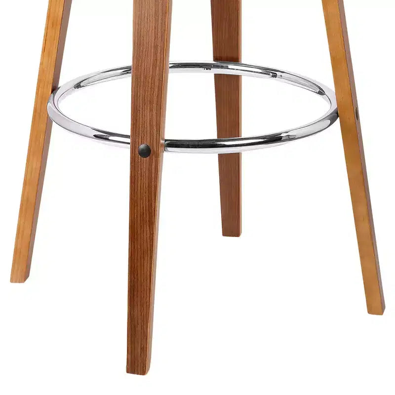 Tabouret de bar pivotant Benj mi-siècle de 76 cm de hauteur, brun - Armen Living : Structure en noyer, similicuir