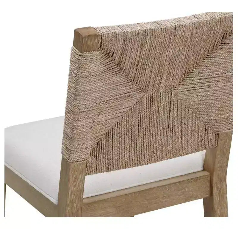 Lot de 2 tabourets de bar Nathan James Beacon en jonc de mer, hauteur comptoir, boucle crème