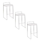LumiSource Set of 3 Fuji Stacker Barstools Stainless Steel/White Velvet