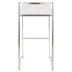 Lot de 3 tabourets de bar empilables LumiSource Fuji, acier inoxydable/velours blanc