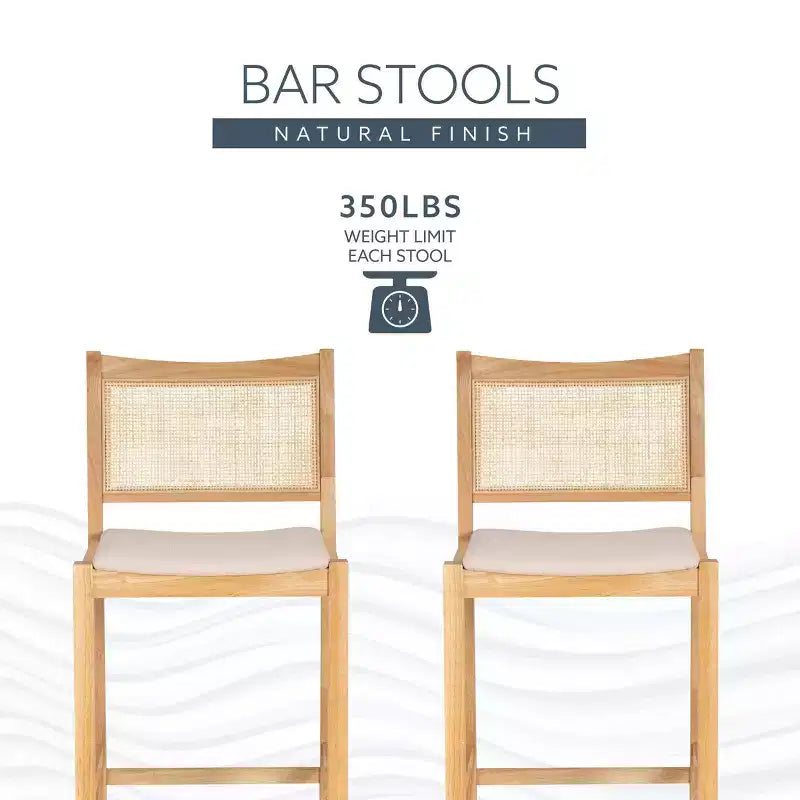 Lot de 2 tabourets de bar Bessie en rotin naturel Powell