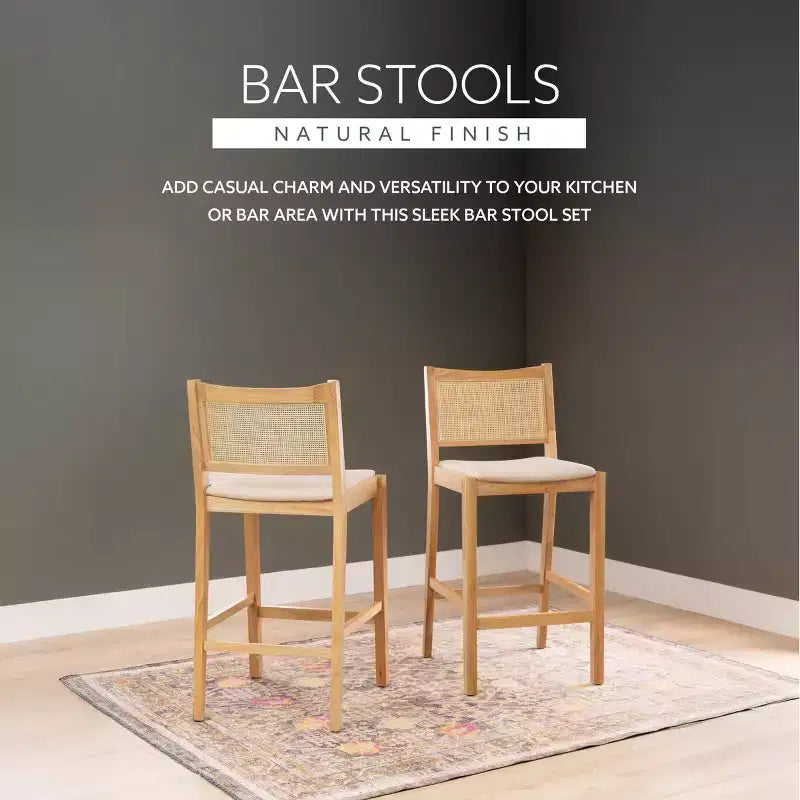 Lot de 2 tabourets de bar Bessie en rotin naturel Powell