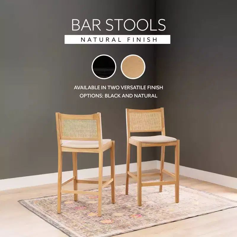 Lot de 2 tabourets de bar Bessie en rotin naturel Powell