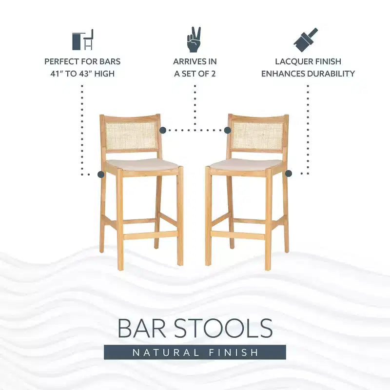 Lot de 2 tabourets de bar Bessie en rotin naturel Powell