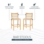 Lot de 2 tabourets de bar Bessie en rotin naturel Powell