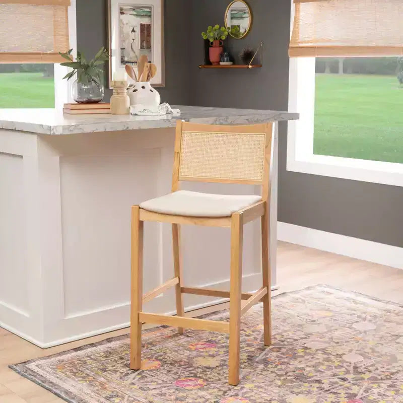 Lot de 2 tabourets de bar Bessie en rotin naturel Powell