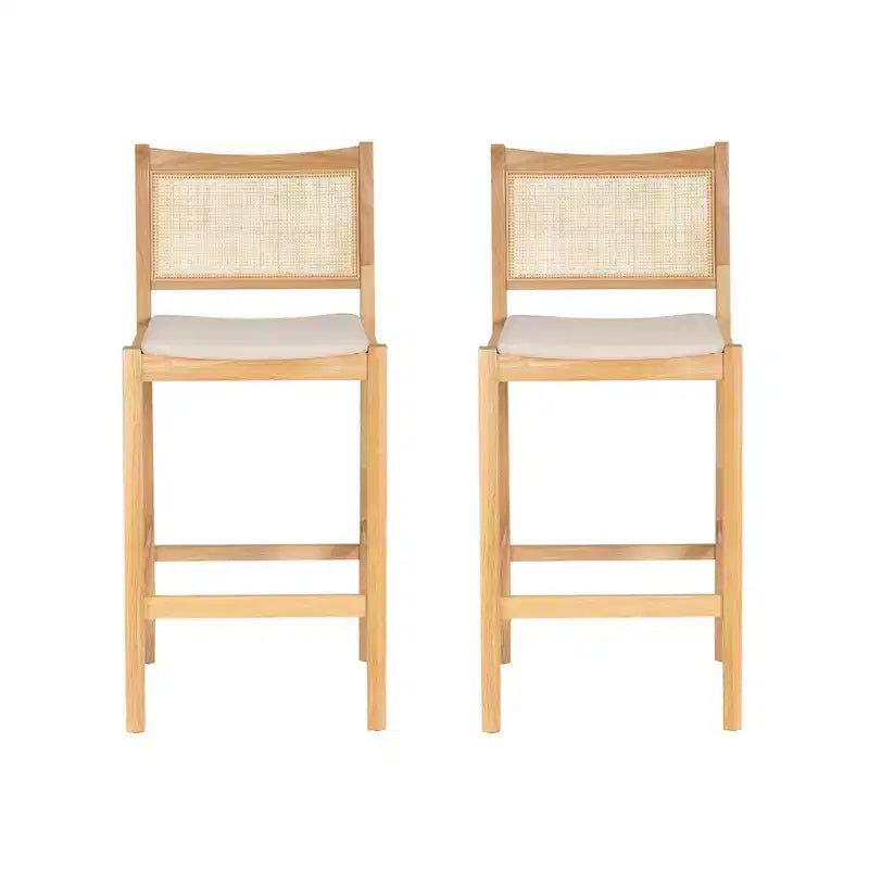 Lot de 2 tabourets de bar Bessie en rotin naturel Powell