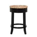 Tabouret de bar pivotant 24" Leif Rush Seat de Carolina Living, noir : Bois massif, siège en jonc tressé, sans accoudoirs
