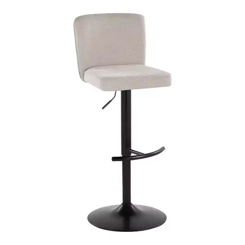 LumiSource Lot de 2 tabourets de bar réglables Henry en métal noir et tissu beige