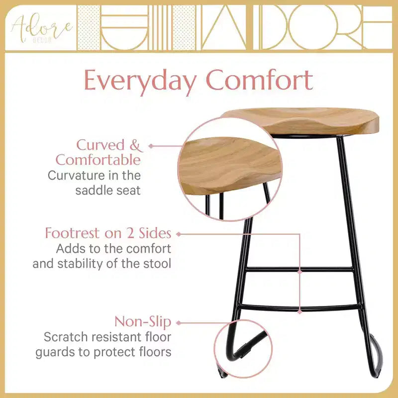 Tabouret de bar Mason hauteur comptoir naturel - Adore Decor