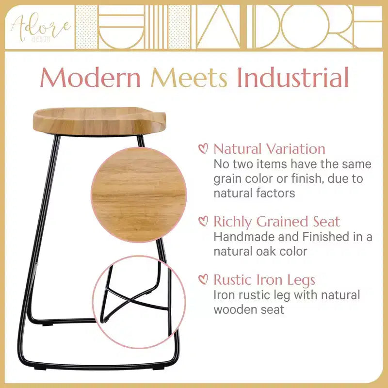 Tabouret de bar Mason hauteur comptoir naturel - Adore Decor