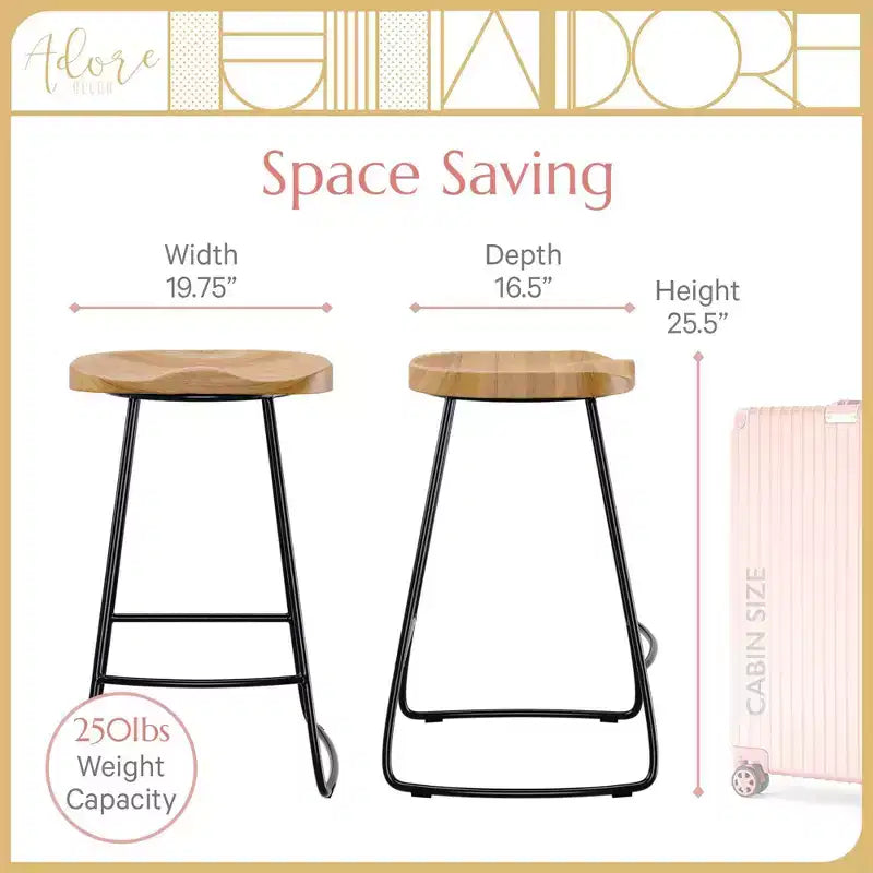 Tabouret de bar Mason hauteur comptoir naturel - Adore Decor