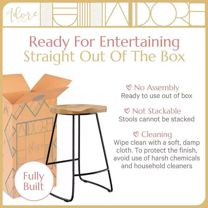 Tabouret de bar Mason hauteur comptoir naturel - Adore Decor