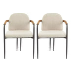 Christopher Knight Home Set of 2 Jeremiah Modern Upholstered Dining Chairs with Iron Frame Beige/Espresso