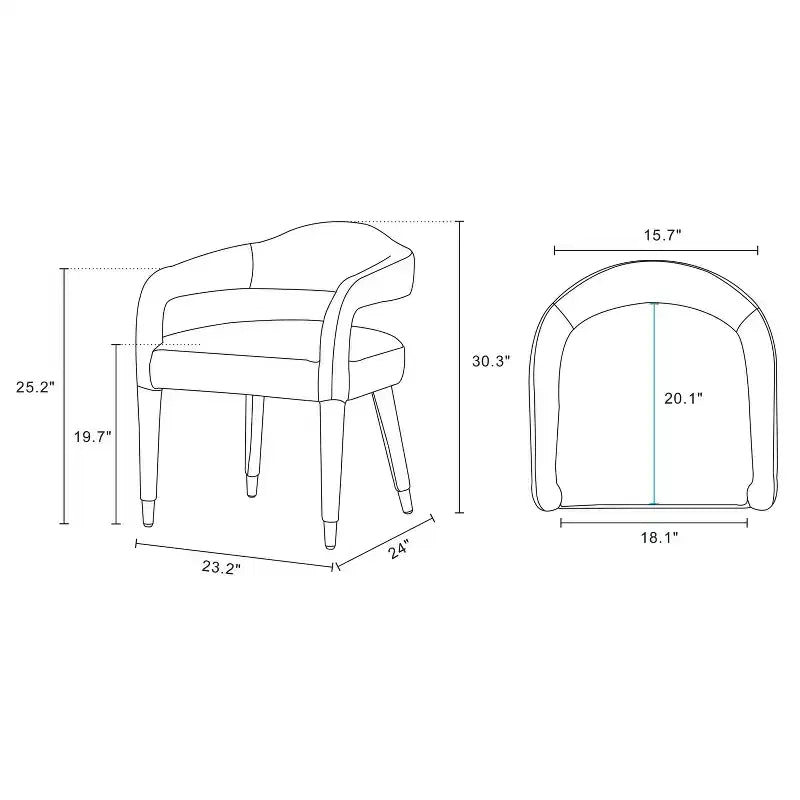 Manhattan Comfort Lot de 2 Chaises de Salle à Manger Rembourrées Modernes en Tweed Aspen Poussière d'Or