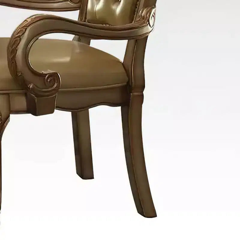 2 chaises 25" Dresden en PU blanc cassé/patine dorée - Acme Furniture