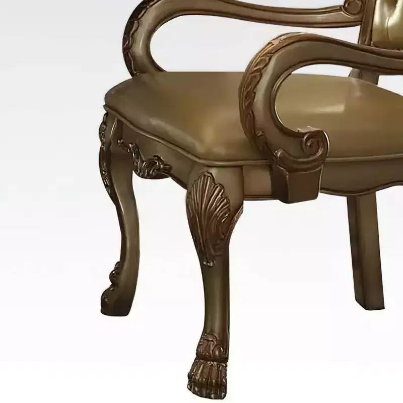 2 chaises 25" Dresden en PU blanc cassé/patine dorée - Acme Furniture