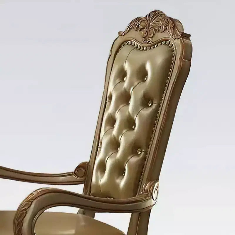 2 chaises 25" Dresden en PU blanc cassé/patine dorée - Acme Furniture