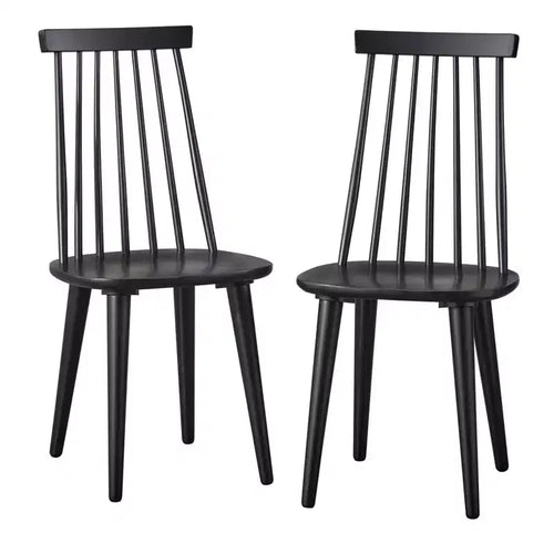 angelo:HOME Set of 2 Hermosa Modern Farmhouse Solid Wood Spindle Dining Chair Black