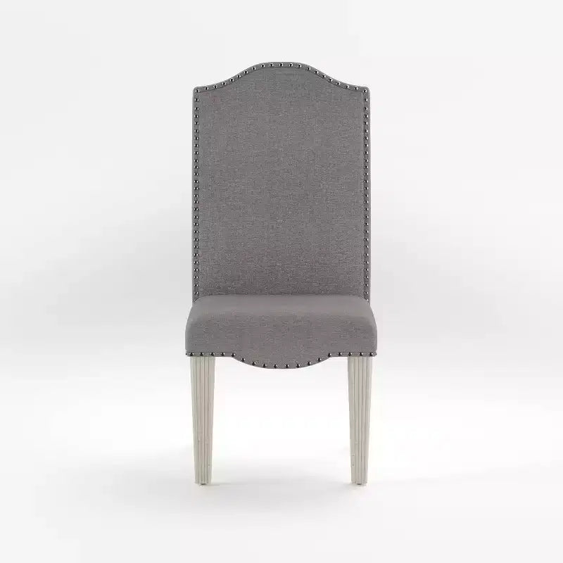 Lot de 2 chaises d'appoint de transition Ramond : cloutées, capitonnées, pieds en bois - HOMES: Inside + Out