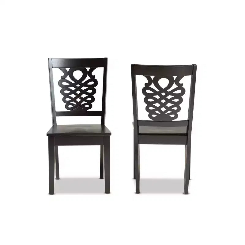Lot de 2 chaises de salle à manger Gervais en bois marron – Baxton Studio : revêtement polyester, nettoyage ciblé, sans accoudoirs