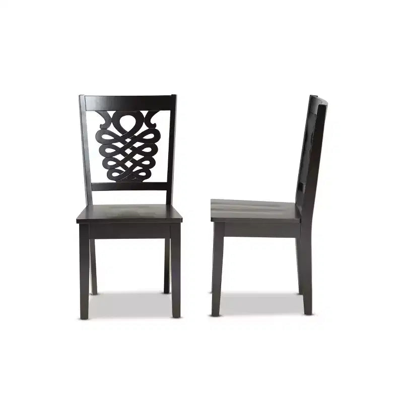 Lot de 2 chaises de salle à manger Gervais en bois marron – Baxton Studio : revêtement polyester, nettoyage ciblé, sans accoudoirs