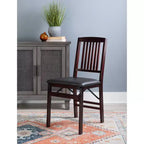 Lot de 2 chaises pliantes Triena Mission Back en similicuir espresso - Linon : Structure en bois d'hévéa, Aucun assemblage requis, Nettoyage des taches