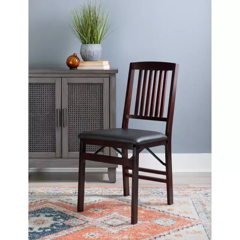 Lot de 2 chaises pliantes Triena Mission Back en similicuir espresso - Linon : Structure en bois d'hévéa, Aucun assemblage requis, Nettoyage des taches
