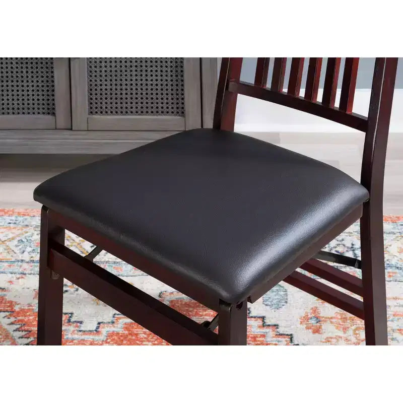 Lot de 2 chaises pliantes Triena Mission Back en similicuir espresso - Linon : Structure en bois d'hévéa, Aucun assemblage requis, Nettoyage des taches