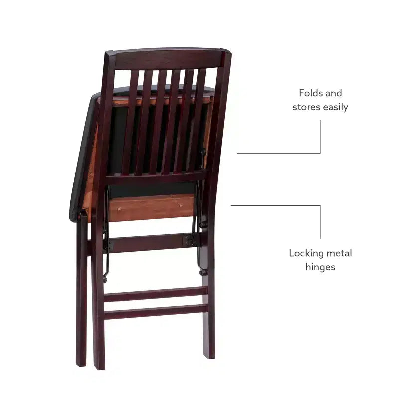 Lot de 2 chaises pliantes Triena Mission Back en similicuir espresso - Linon : Structure en bois d'hévéa, Aucun assemblage requis, Nettoyage des taches