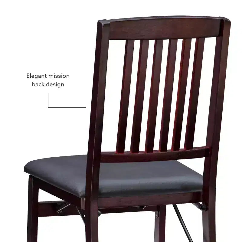 Lot de 2 chaises pliantes Triena Mission Back en similicuir espresso - Linon : Structure en bois d'hévéa, Aucun assemblage requis, Nettoyage des taches