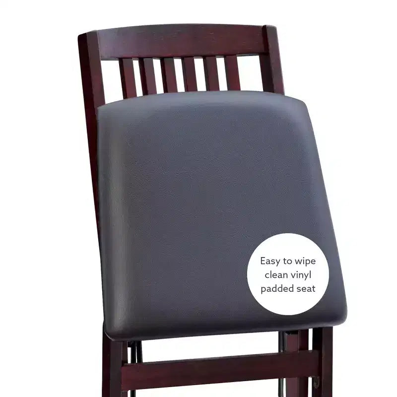 Lot de 2 chaises pliantes Triena Mission Back en similicuir espresso - Linon : Structure en bois d'hévéa, Aucun assemblage requis, Nettoyage des taches