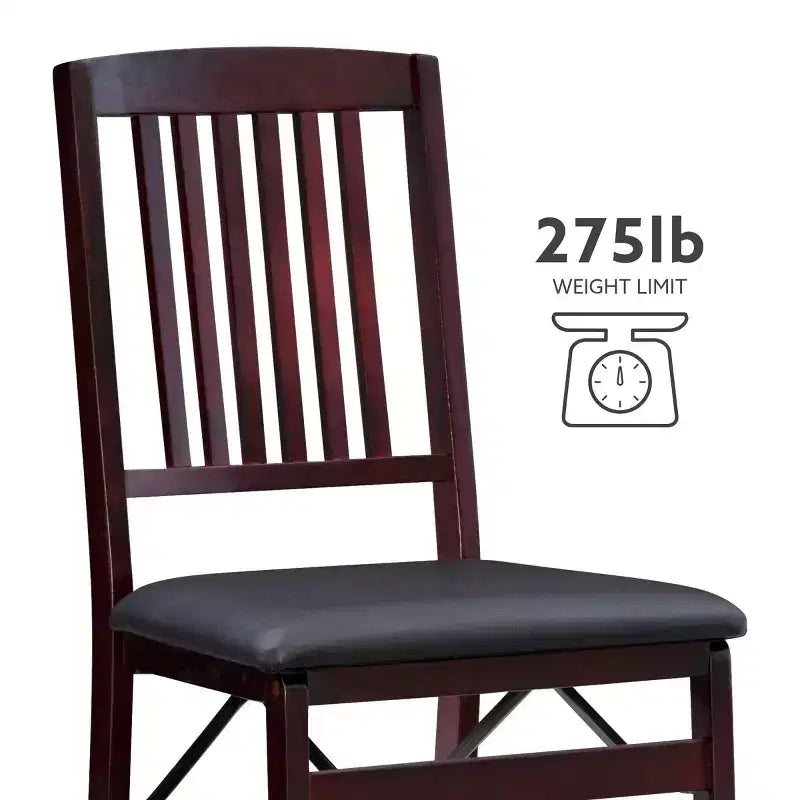 Lot de 2 chaises pliantes Triena Mission Back en similicuir espresso - Linon : Structure en bois d'hévéa, Aucun assemblage requis, Nettoyage des taches