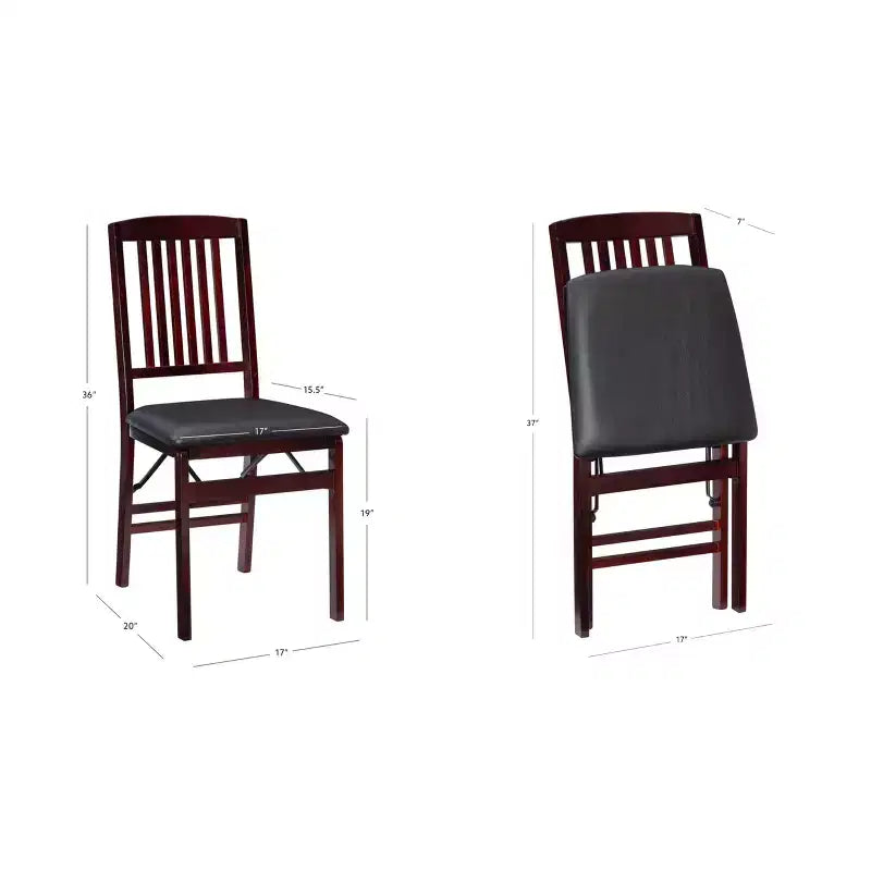 Lot de 2 chaises pliantes Triena Mission Back en similicuir espresso - Linon : Structure en bois d'hévéa, Aucun assemblage requis, Nettoyage des taches