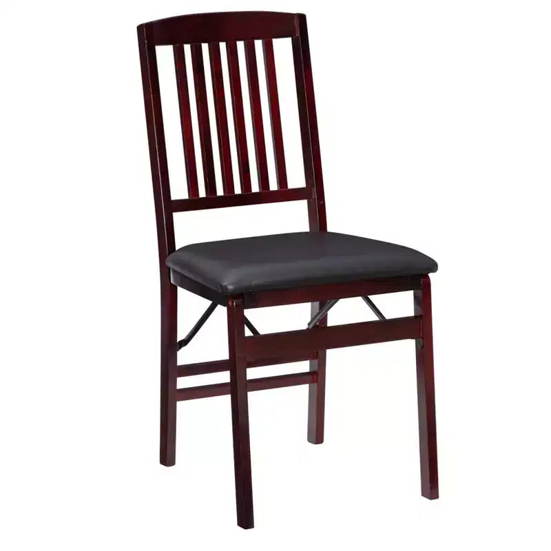 Lot de 2 chaises pliantes Triena Mission Back en similicuir espresso - Linon : Structure en bois d'hévéa, Aucun assemblage requis, Nettoyage des taches
