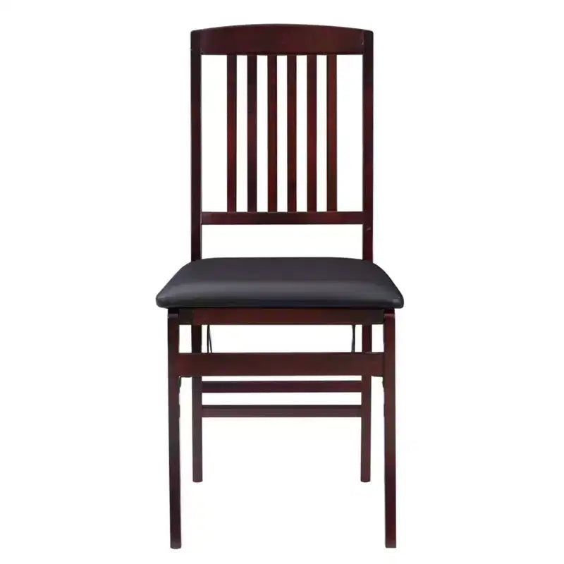 Lot de 2 chaises pliantes Triena Mission Back en similicuir espresso - Linon : Structure en bois d'hévéa, Aucun assemblage requis, Nettoyage des taches