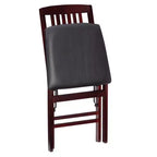Lot de 2 chaises pliantes Triena Mission Back en similicuir espresso - Linon : Structure en bois d'hévéa, Aucun assemblage requis, Nettoyage des taches