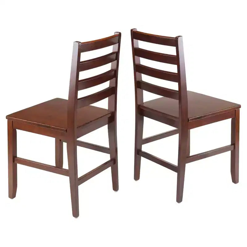 Chaise à dossier échelle Hamilton, 2 pièces - Noyer antique - Winsome : Cadre en bois franc, Non-capitonnée, Capacité de 220 lb