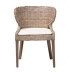bali & pari Niesha Chaise de salle à manger en rotin naturel et bois d'acajou Kubu Gris/Taupe Rustique