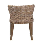bali & pari Niesha Chaise de salle à manger en rotin naturel et bois d'acajou Kubu Gris/Taupe Rustique