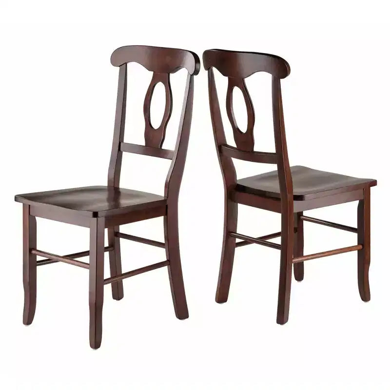 Lot de 2 chaises Renaissance à trou de serrure en noyer - Winsome : Bois dur, dossier haut, non rembourré
