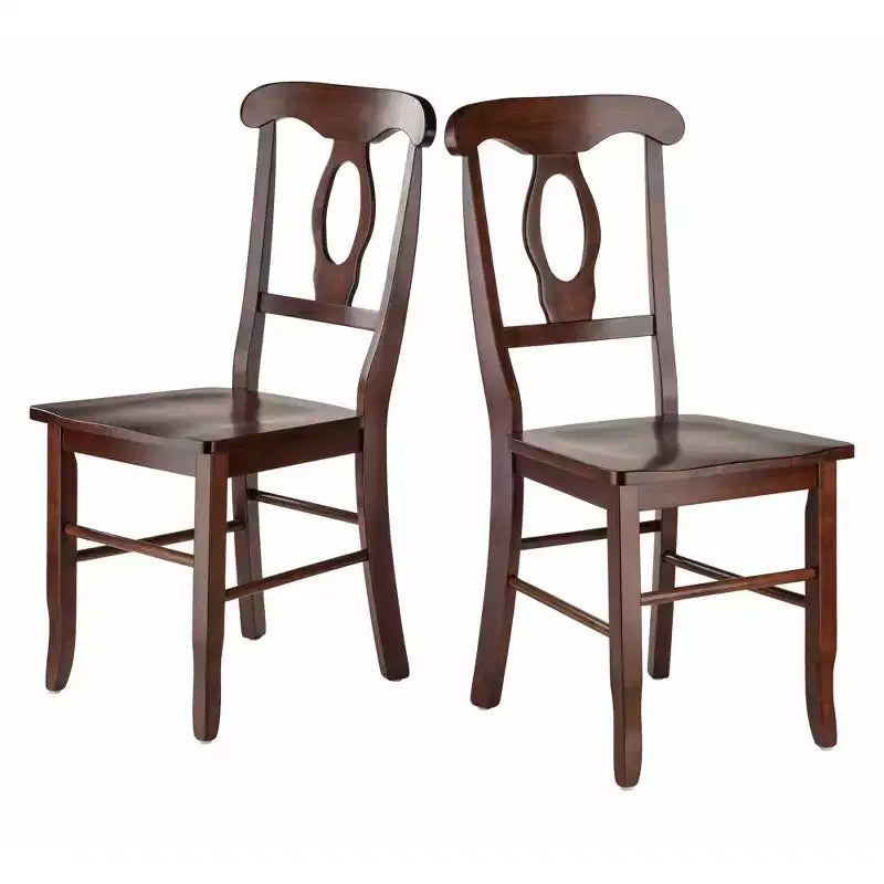 Lot de 2 chaises Renaissance à trou de serrure en noyer - Winsome : Bois dur, dossier haut, non rembourré