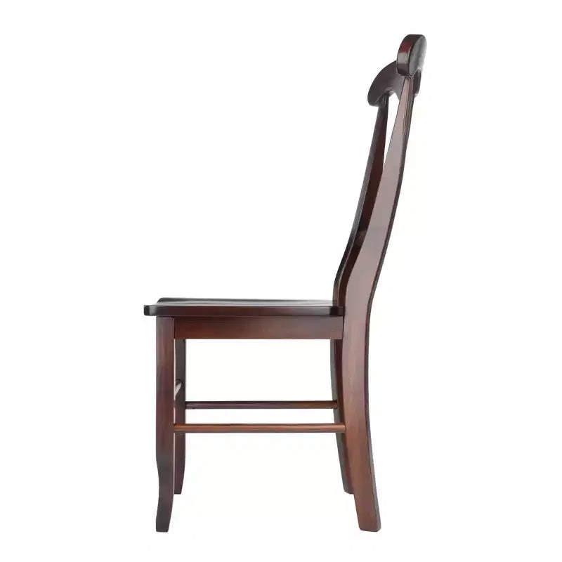 Lot de 2 chaises Renaissance à trou de serrure en noyer - Winsome : Bois dur, dossier haut, non rembourré
