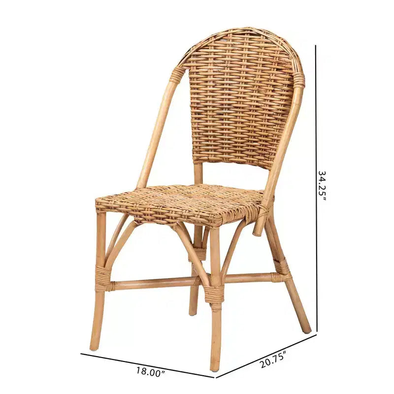 Chaise de salle à manger Neola en rotin naturel, marron - bali & pari : Fabriquée à la main, aucun assemblage requis