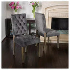 Set of 2 Saltillo New Velvet Dining Chair Charcoal - Christopher Knight Home: Upholstered, Button Tufted